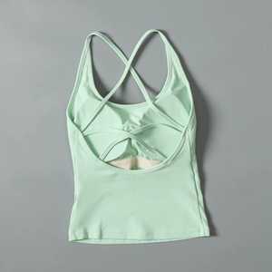 Women's Red Knitted Criss-<b>Cross</b> Back Tank <b>Top</b> Hollow Out Sporty Style Breathable Spandex Polyester <b>Top</b> - Product Image 4