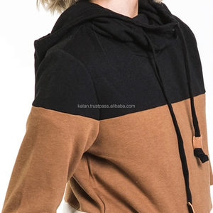 Sudadera con Capucha para Mujer, a Rayas, Marrón y Negro, 100% Algodón, Antipilling, Forrada, 340g, Tejida, Informal, para Invierno, con Bolsillos, Transpirable - Product Image 6