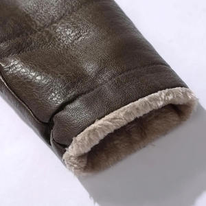 <b>Men's</b> PU Leather <b>Jacket</b> With Faux Fur Lining Turn-down Collar <b>Long</b> Sleeve Casual Winter Windproof Slim Fit Coat - Product Image 6
