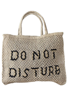 Bolso Tote de Yute Estilo Boho con Asa Grande de Cuerda y Patrón de Letras - No Molestar - Product Image 3