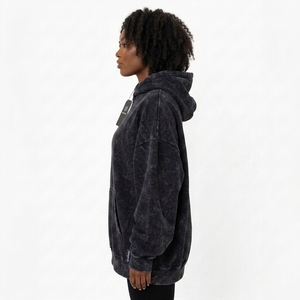 Hoodie surdimensionné vintage délavé pour femme, fabriqué en usine, en coton épais délavé à l'acide, idéal pour l'hiver - Product Image 2