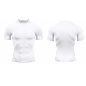 T-shirt de compression personnalisé pour homme, extensible, respirant, pour la gym, le fitness, la course, l'entraînement sportif, la musculation, couche de base, OEM - Product Image 1
