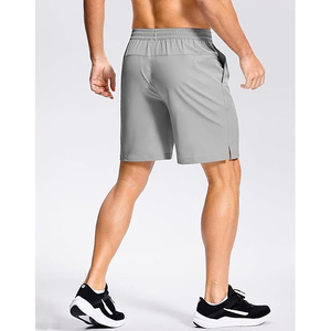 Pantalones Cortos Deportivos para Hombre, Grises, de Secado Rápido, con Paneles Laterales Ventilados y Entrepierna Reforzada para Movilidad, con Cintura Elástica - Product Image 2