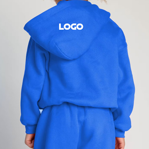 Sweat-shirt d'hiver épais et chaud en molleton 100% coton, coupe oversize, épaules tombantes, bleu royal, pour enfants, avec logo personnalisé, de la marque Perfect Industry. - Product Image 2