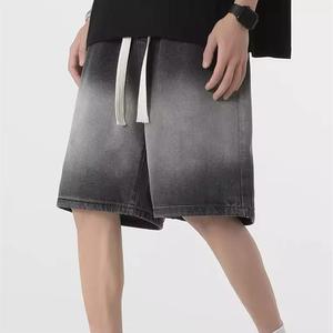 Pantalones Cortos de Mezclilla para Hombre, Estilo Streetwear, Holgados, Negros, Desgastados, con Bordado, Estampado Vintage de Lujo, Rotos, Lavado Ácido, Venta al por Mayor - Product Image 2