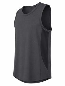Débardeur sans manches gris foncé tendance pour homme, col rond, séchage rapide, écologique, coupe sportive, tricoté 160g, 100% polyester, couleur unie - Product Image 3