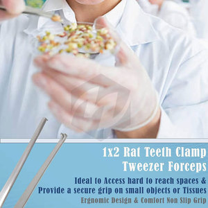Pinces à tissus de dissection, polyvalentes de laboratoire, à pointe arrondie 1x2, à dents de rat et Kocher droites, instruments médicaux, 8 pouces - Product Image 2
