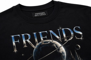 Galaxy Planet Print Men's Short Sleeve Casual <b>T</b>-<b>Shirt</b> Regular Fit O-Neck Black with Custom Logo Back Design - Product Image 2