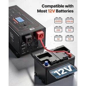 Inverter a Onda Sinusoidale Pura 1200W, Convertitore di Potenza da DC 12V a AC 120V, Display LCD, Telecomando, Bassa Frequenza - Product Image 4