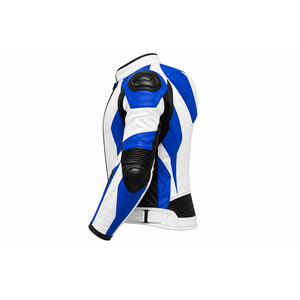 Chaqueta de cuero personalizada para carreras de motos con protección aerodinámica en los hombros y paneles perforados - Product Image 4