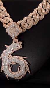 Cadena Cubana de Plata 925 con Incrustaciones de Diamantes, Colgante Personalizado, Joyería Hip Hop con Moissanita VVS - Product Image 3