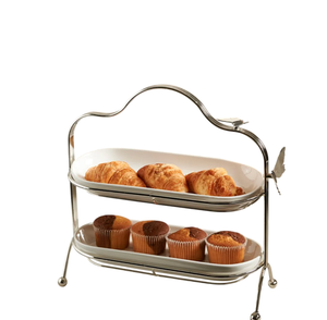 Soporte para Pastel de Metal y Madera de Primera Calidad, Brillante, Pulido, Ecológico, No Tóxico, Apto para Microondas, Vajilla para Mesa - Product Image 3