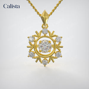 Collier pendentif en pierre CZ de style de luxe en or jaune 14 carats pour femmes bijoux à la mode pour les fêtes fabricant vietnamien fait à la main - Product Image 2