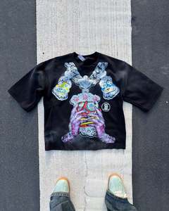 Camiseta Corta Personalizada al por Mayor para Hombre, Camiseta Gráfica de Diseño Urbano, Camisetas Extra Grandes de Algodón 100% para Hombre - Product Image 1