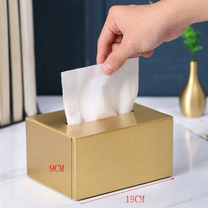 Bold Blossom Eco-friendly Brass Metal Electroplating High-<b>end</b> Decorative Living Room <b>Table</b> Rectangular Tissue Napkin <b>Storage</b> Box - Product Image 2