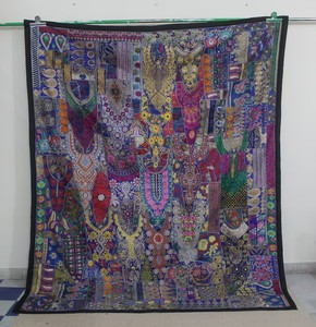 Tapiz de Pared de Algodón Bordado Indio Vintage, Colorido, Estilo Bohemio, Textil de Retazos, Arte Textil, Colcha para Boda, Alta Calidad - Product Image 1