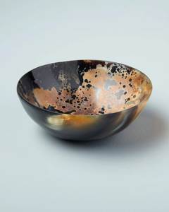 Ensemble de bols en corne de buffle naturelle polie, motif tourbillonnant rond, centre de table décoratif - Product Image 1