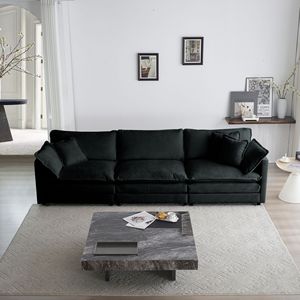 Modern Minimalist U-Shaped Sectional Sofa 5-Seater Convertible <b>Corner</b> Couch W/Reversible Footrest 2 Ottomans Living Room Sofas - Product Image 3