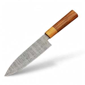 Couteau de chef de cuisine en acier damas forgé à la main, manche ergonomique en bois - Product Image 6