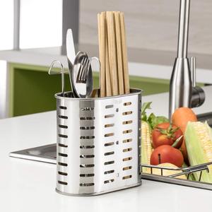 Soporte para cubiertos de acero inoxidable, cesta colgante para palillos, escurreplatos de cocina, organizador de utensilios de mesa con orificios de drenaje - Product Image 1