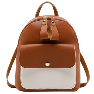 Mochila Mini Minimalista de PU para Mujer, Color Gris Claro, Forma Redonda, Correa de Hombro, Cierre de Cremallera y Broche, para Uso Diario - Product Image 1