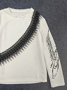 เสื้อยืดคอกลมแขนยาวผ้าฝ้ายพิมพ์ลายกราฟิกแขนตัดสีขนาดใหญ่พิเศษสำหรับสตรีทแวร์ (แบรนด์ส่วนตัว) - Product Image 5