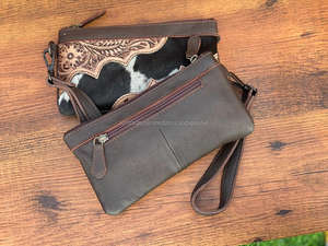 Nouveau élégant vrais cheveux faits à la main sur cacher usiné fourrure cuir bracelet embrayage vente chaude femmes conçu à la main peint pochettes à glissière - Product Image 5