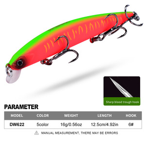 Señuelo duro tipo Minnow <span class=keywords><strong>de</strong></span> 12.5cm y 16g con anzuelo Blood Trough, señuelos artificiales para <span class=keywords><strong>peces</strong></span> depredadores <span class=keywords><strong>de</strong></span> agua dulce y salada. - Product Image 2