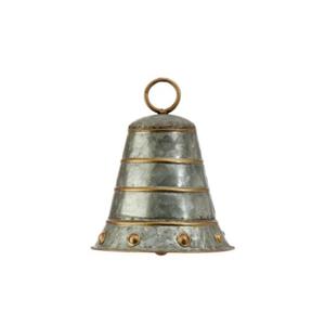 Cloche rustique en métal faite à la main avec accents dorés et anneau supérieur – Prix abordable, faible MOQ – Ornement suspendu - Product Image 1