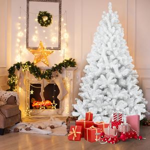 Sapin de Noël blanc de 9 pieds avec base en métal robuste, neige artificielle facile à nettoyer, Douglas Fir pliable, décoration de fête de Noël - Product Image 3