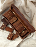Jeu de société d'intérieur artisanal en résine et bois, écologique, avec dominos en bois de rose indien et jeu de tic-tac-toe, idéal pour Diwali et Pâques