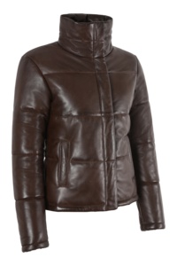 Wholesale Women's Winter Bomber Jacket Puffy Bubble Style Waterproof Eco-Friendly Printed Canvas Genuine Leather Shell <b>Zipper</b> - Product Image 3