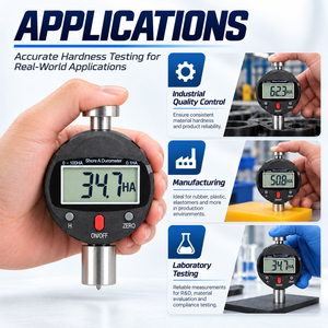 เครื่องวัดความแข็งแบบดิจิตอล Digital Shore A Durometer 0-100HA หน้าจอ LCD หัววัดสแตนเลส - มีบริการ OEM - Product Image 3