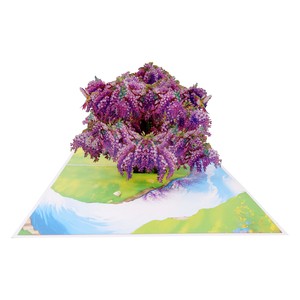 Meilleures ventes, arbre à fleurs de glycine violette, carte de vœux 3D, artisanat en papier, artisanat, conception personnalisée au laser, cadeaux faits à la main, Vietnam - Product Image 3