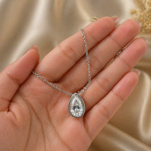 จี้เพชรรูปหยดน้ำเพาะเลี้ยงในห้องปฏิบัติการแบบเดี่ยวพร้อมสร้อยคอ |   2.02 กะรัต VS1 E สีทองคำขาว 14K ของขวัญเครื่องประดับชั้นดีสำหรับผู้หญิง - Product Image 2