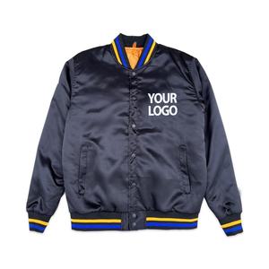 Blouson Bomber en Satin 100% Polyester pour Homme, Vente en Gros, Haute Qualité, Col Montant à Carreaux Personnalisé, Imperméable, Hiver - Product Image 1