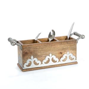 Soporte de cubiertos de madera de 3 columnas, adecuado para exhibir cucharas y tenedores en mesas de buffet y para el almacenamiento diario de cubiertos en la mesa de comedor. - Product Image 2