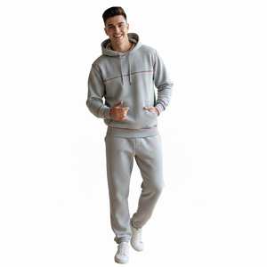 Up felt Custom Men's Heavyweight Fleece Tracksuit Contrast Stitching Hoodies and <b>Joggers</b> <b>Set</b> High Quality Streetwear Sweatuit - Product Image 4