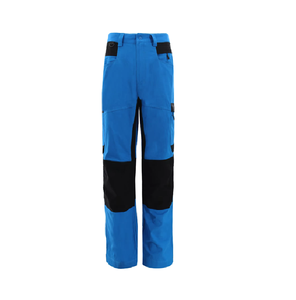 Men's <b>Blue</b> Work Pants With Black Reinforced Knees And Multiple Pockets For Outdoor Use - Product Image 1
