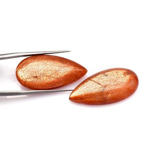 Lot en gros de cabochons en pierre de soleil naturelle 5x7mm, forme poire, dos plat, calibrés, pierres précieuses en vrac pour la fabrication de bijoux - Product Image 3