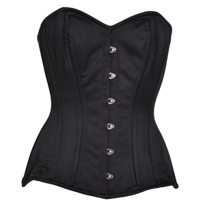 Corset en satin noir avec boutons argentés, décolleté cœur, style moulant pour femmes, robes de soirée - Product Image 1