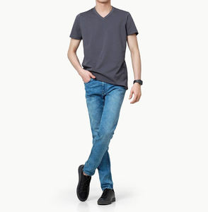 T-shirt Homme Col Rond Manches Courtes Couleur Unie Personnalisé OEM Haute Qualité 100% Coton Coupe Oversize Épaules Tombantes - Product Image 1