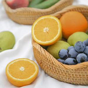 Panier en rotin fait main de 10,2 pouces, bol à fruits rond en osier, panier de rangement tissé naturel pour comptoir de cuisine et maison - Product Image 2