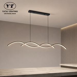 Modern Metal Chandelier <b>Light</b> Dimmable Remote Control Wave Shape Silicone For <b>Dining</b> Room Kitchen Island 120cm 24W - Product Image 1