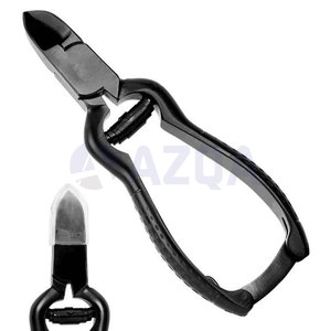 Coupe-ongles professionnels avec ressort cylindrique et verrouillage arrière pour ongles épais ou durs, en acier inoxydable plaqué noir - Product Image 4