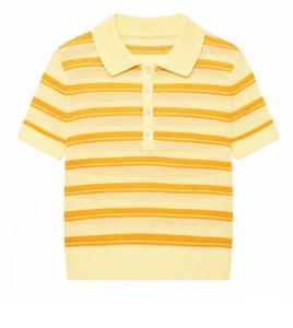 Camiseta de Golf para Hombre, de Manga Corta, con Puntos Amarillos, Tejida, 100% Algodón, Transpirable, Corte Regular, Informal - Product Image 1