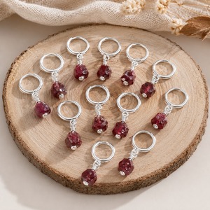 Gold Plated Raw <b>Garnet</b> Hoop <b>Earring</b> - Natural Birthstone Drop <b>Earring</b> For Women, Crystal Healing Jewelry Gift For Her - Product Image 5