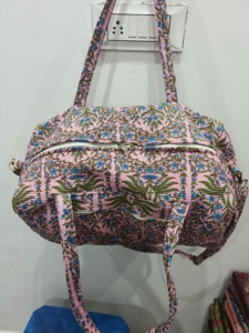 Handmade Manufacturer Quilted Patchwork Duffle Tote Shoulder Blue <b>Bag</b> Cotton Eco Friendly Travel Yoga <b>Shopping</b> Beach Boho <b>Zipper</b> - Product Image 2