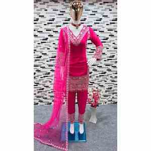 FANCY GEORGETTE BORDADO SECUENCIA TRABAJO NIÑOS FONDO SUPERIOR CON DUPATTA ROSA - Product Image 2