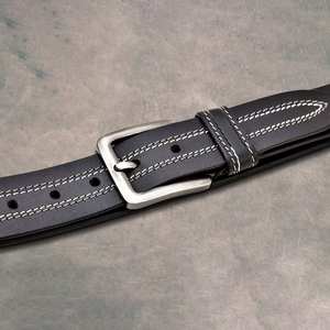 Ceinture en cuir de vachette véritable pour homme, style formel, avec boucle ardillon en métal à double couture, pour usage quotidien, vente en gros - Product Image 4